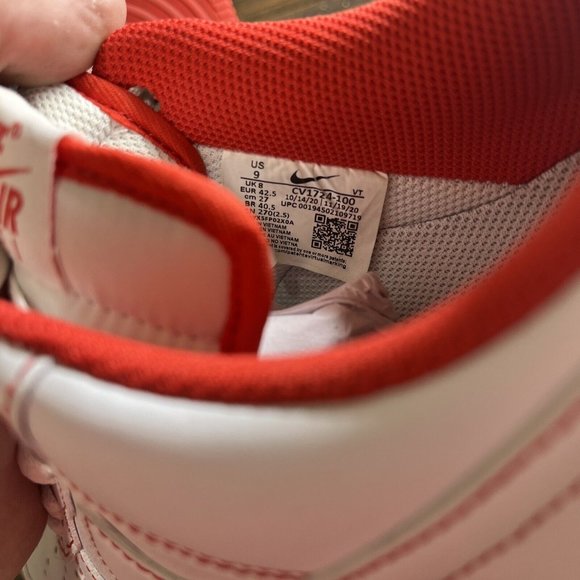 Nike Air Force 1 White University Red Contrast Stitch Men’s Size 9 - Picture 7 of 7